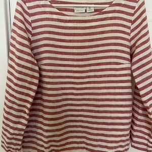 Rachel Zoe Striped Red  & White 100% Linen Womens Top Sz Small Boxy Beachy